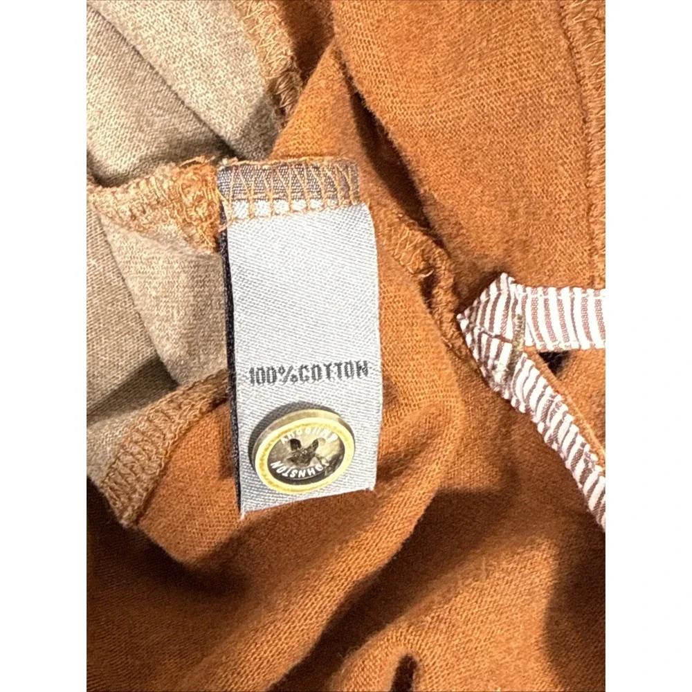 Johnston & Murphy Shirt‎ Mens Size Large Brown Tan Striped Rugby Style Preppy